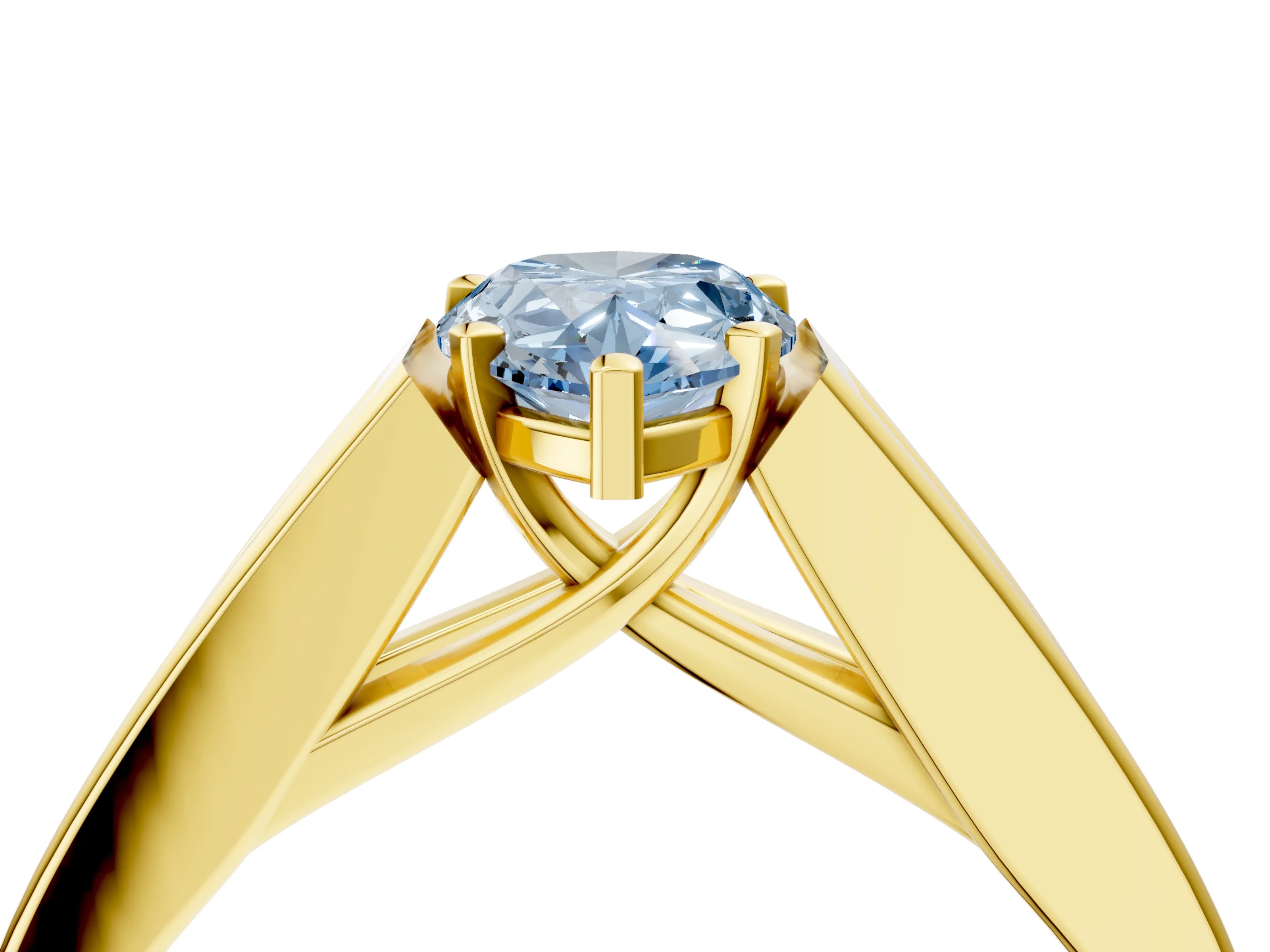 Yellow gold Fancy Blue Pear Cut Cut Channel Set Solitaire Ring with Four-Prong Setting_4