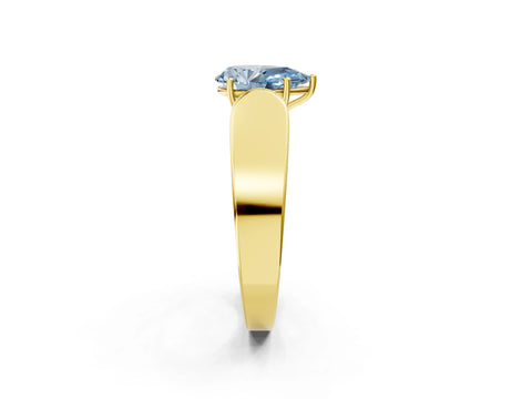 Yellow gold Fancy Blue Pear Cut Cut Diamond Channel Set Solitaire Ring with Four-Prong Setting_2