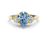 Yellow gold Fancy Blue Pear Cut Cut Diamond Cluster Ring with Solitaire Band and Four-Prong Setting_12