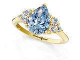 Yellow gold Fancy Blue Pear Cut Cut Diamond Cluster Ring with Solitaire Band and Four-Prong Setting_13