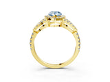 Yellow gold Fancy Blue Pear Cut Cut Diamond Halo Engagement Ring with Open Split Pavé Band_3