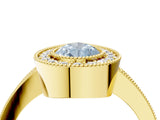 Yellow gold Fancy Blue Pear Cut-Cut Diamond Halo Engagement Ring with Pave Band and Prong Setting_4
