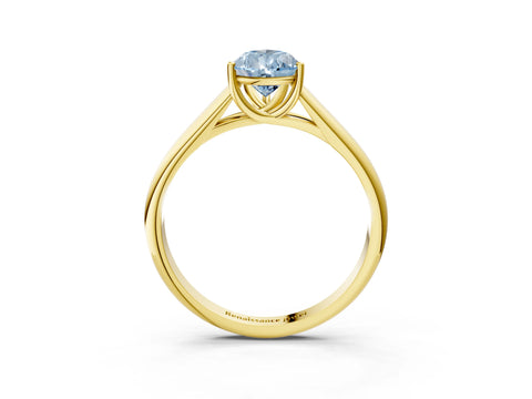 Yellow gold Fancy Blue Pear Cut Cut Diamond Solitaire Engagement Ring with Tapered Plain Band and Four-Prong Setting_3