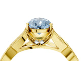 Yellow gold Fancy Blue Pear Cut Cut Diamond Twisted Band with Milgrain Pave Setting and Four-Prong Setting_4