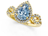 Yellow gold Fancy Blue Pear Cut Cut Halo Diamond Infinity Band with Four-Prong Setting_1