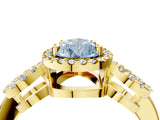 Yellow gold Fancy Blue Pear Cut Cut Halo Diamond Infinity Band with Four-Prong Setting_4