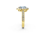 Yellow gold Fancy Blue Pear Cut Cut Halo Diamond Pavé Engagement Ring with Milgrain Detailing_14