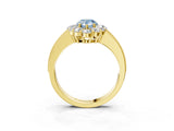 Yellow gold Fancy Blue Pear Cut Cut Halo Diamond Pavé Engagement Ring with Milgrain Detailing_15