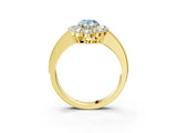 Yellow gold Fancy Blue Pear Cut Cut Halo Diamond Pavé Engagement Ring with Milgrain Detailing_27