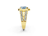 Yellow gold Fancy Blue Pear Cut Cut Halo Split Shank Prong Set Ring_2