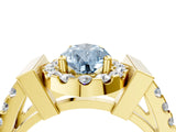 Yellow gold Fancy Blue Pear Cut Cut Halo Split Shank Prong Set Ring_4