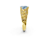 Yellow gold Fancy Blue Pear Cut Cut Milgrain Pave Diamond Engagement Ring with Four-Prong Setting_5