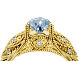 Yellow gold Fancy Blue Pear Cut Cut Milgrain Pave Diamond Engagement Ring with Four-Prong Setting_7
