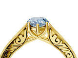 Yellow gold Fancy Blue Pear Cut Cut Pave Band Milgrain Solitaire Ring_4