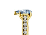 Yellow gold Fancy Blue Pear Cut Cut Pave Band Milgrain Solitaire Ring_5