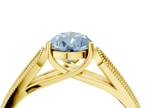 Yellow gold Fancy Blue Pear Cut Cut Pave Split Shank Engagement Ring with Four-Prong Setting_4