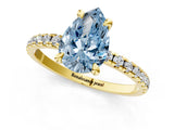 Yellow gold Fancy Blue Pear Cut Diamond Brilliant Solitaire Ring with Pavé Band and Four-Prong Setting_25