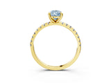 Yellow gold Fancy Blue Pear Cut Diamond Brilliant Solitaire Ring with Pavé Band and Four-Prong Setting_27