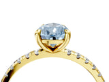 Yellow gold Fancy Blue Pear Cut Diamond Brilliant Solitaire Ring with Pavé Band and Four-Prong Setting_28