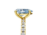 Yellow gold Fancy Blue Pear Cut Diamond Brilliant Solitaire Ring with Pavé Band and Four-Prong Setting_29