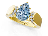 Yellow gold Fancy Blue Pear Cut Diamond Channel Set Solitaire Ring with Four-Prong Setting_13