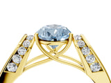 Yellow gold Fancy Blue Pear Cut Diamond Channel Set Solitaire Ring with Four-Prong Setting_16