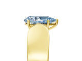 Yellow gold Fancy Blue Pear Cut Diamond Channel Set Solitaire Ring with Four-Prong Setting_17