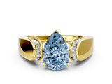 Yellow gold Fancy Blue Pear Cut Diamond Channel Set Solitaire Ring with Four-Prong Setting_24