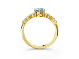 Yellow gold Fancy Blue Pear Cut Diamond Cluster Pavé Band with Four-Prong Setting_15