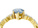 Yellow gold Fancy Blue Pear Cut Diamond Cluster Pavé Band with Four-Prong Setting_7