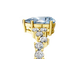 Yellow gold Fancy Blue Pear Cut Diamond Cluster Pavé Band with Four-Prong Setting_8