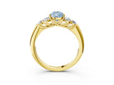 Yellow gold Fancy Blue Pear  Cut Diamond Cluster Ring with Round Accent Stones and Prong Setting on a Classic Band_81