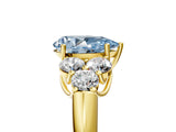 Yellow gold Fancy Blue Pear  Cut Diamond Cluster Ring with Round Accent Stones and Prong Setting on a Classic Band_83