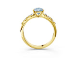Yellow gold Fancy Blue Pear Cut Diamond Cluster Side Stone Solitaire Ring with Prong Setting_70
