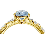 Yellow gold Fancy Blue Pear Cut Diamond Cluster Side Stone Solitaire Ring with Prong Setting_71