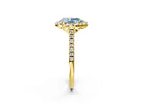 Yellow gold Fancy Blue Pear Cut Diamond Cushion Halo Ring with Pavé Band_2