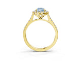 Yellow gold Fancy Blue Pear Cut Diamond Cushion Halo Ring with Pavé Band_3