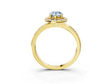 Yellow gold Fancy Blue Pear Cut Diamond Double Halo Ring with Split Shank and Four-Prong Setting_3