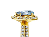 Yellow gold Fancy Blue Pear Cut Diamond Double Halo Ring with Split Shank and Four-Prong Setting_5