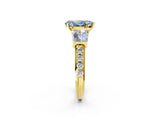 Yellow gold Fancy Blue Pear Cut Diamond Engagement Ring with Baguette Side Stones and Channel Set Band_21