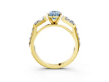 Yellow gold Fancy Blue Pear Cut Diamond Engagement Ring with Baguette Side Stones and Channel Set Band_22