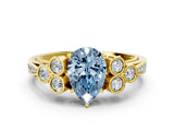 Yellow gold Fancy Blue Pear  Cut Diamond Engagement Ring with Bezel Set Round Side Stones and Prong Setting_49