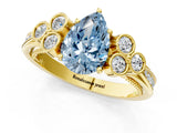 Yellow gold Fancy Blue Pear  Cut Diamond Engagement Ring with Bezel Set Round Side Stones and Prong Setting_50