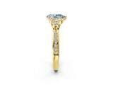 Yellow gold Fancy Blue Pear  Cut Diamond Engagement Ring with Bezel Set Round Side Stones and Prong Setting_51