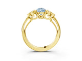 Yellow gold Fancy Blue Pear  Cut Diamond Engagement Ring with Bezel Set Round Side Stones and Prong Setting_52