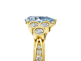 Yellow gold Fancy Blue Pear  Cut Diamond Engagement Ring with Bezel Set Round Side Stones and Prong Setting_54