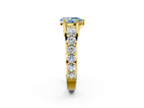 Yellow gold Fancy Blue Pear  Cut Diamond Engagement Ring with Pavé Band and Four-Prong Setting_5