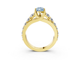 Yellow gold Fancy Blue Pear  Cut Diamond Engagement Ring with Pavé Band and Four-Prong Setting_6