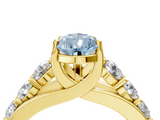 Yellow gold Fancy Blue Pear  Cut Diamond Engagement Ring with Pavé Band and Four-Prong Setting_7