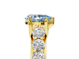 Yellow gold Fancy Blue Pear  Cut Diamond Engagement Ring with Pavé Band and Four-Prong Setting_8